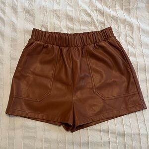 Steve Madden High Waist Brown Leather Shorts